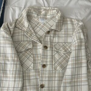 Time and Tru Cream Plaid Shirt Jacket